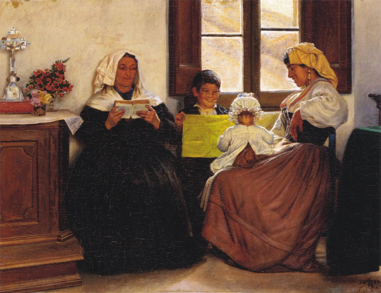Kristian Zahrtmann - 103, Scena di famiglia italiana, 1883, Brandts Art Museum, Odense
